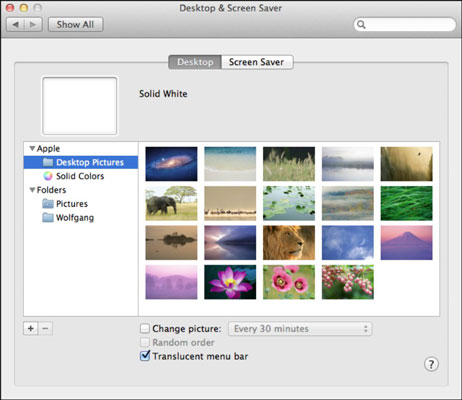 change out pictures in folder for mac desktop and screen saver